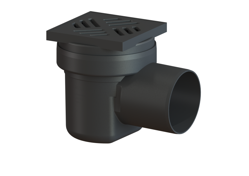 Kellerablauf DN 100, Rost schwarz, 138 x 138 mm | 1963-07-01